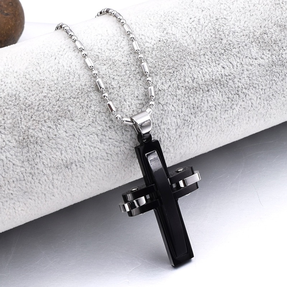 Unisex Stainless Steel Cross Pendant Necklace - Picture 9 of 12